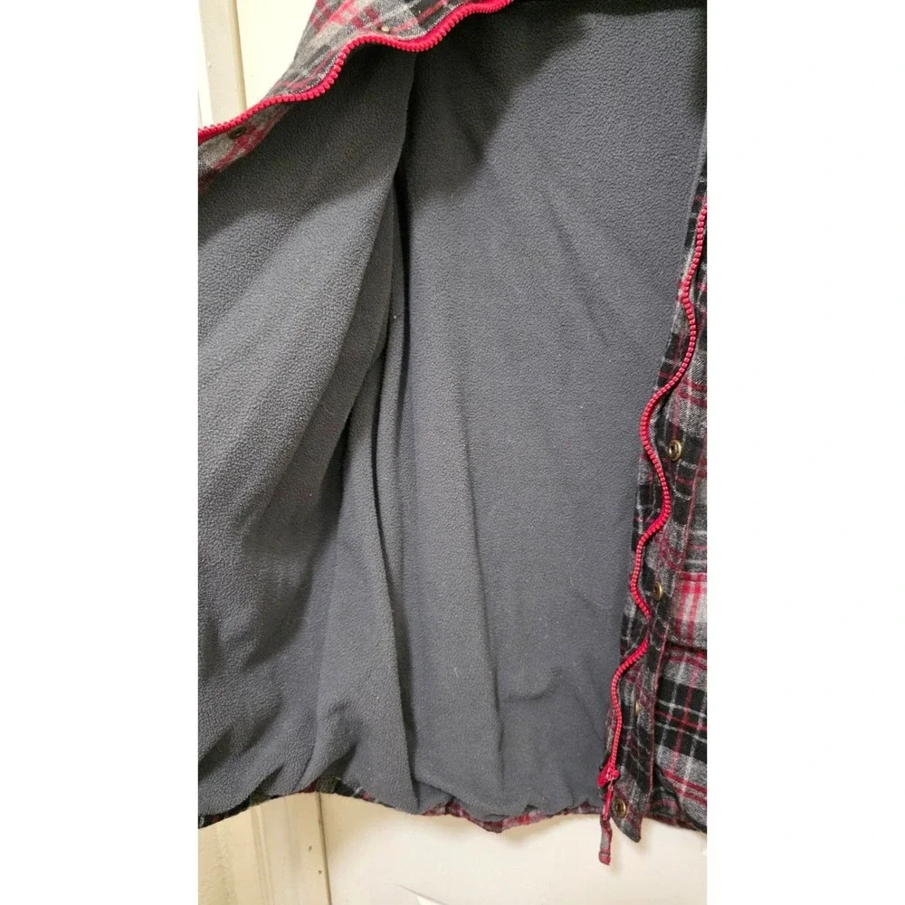 Kavu Men's Plaid Skater Utility Jacket Fleece Lining Black/Gray/Red Size Medium